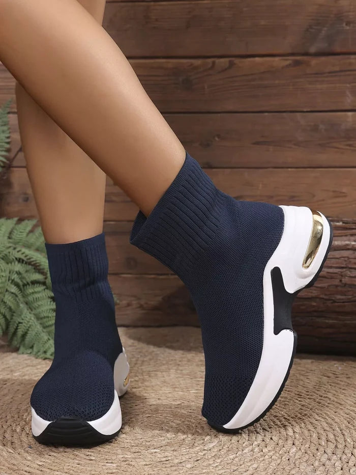 Mesh Round Toe Platform Boots