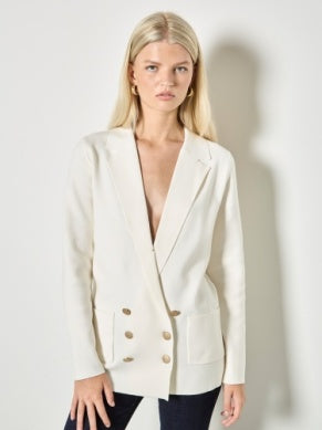 Metal Button Down Knitted Blazer - Greige Goods