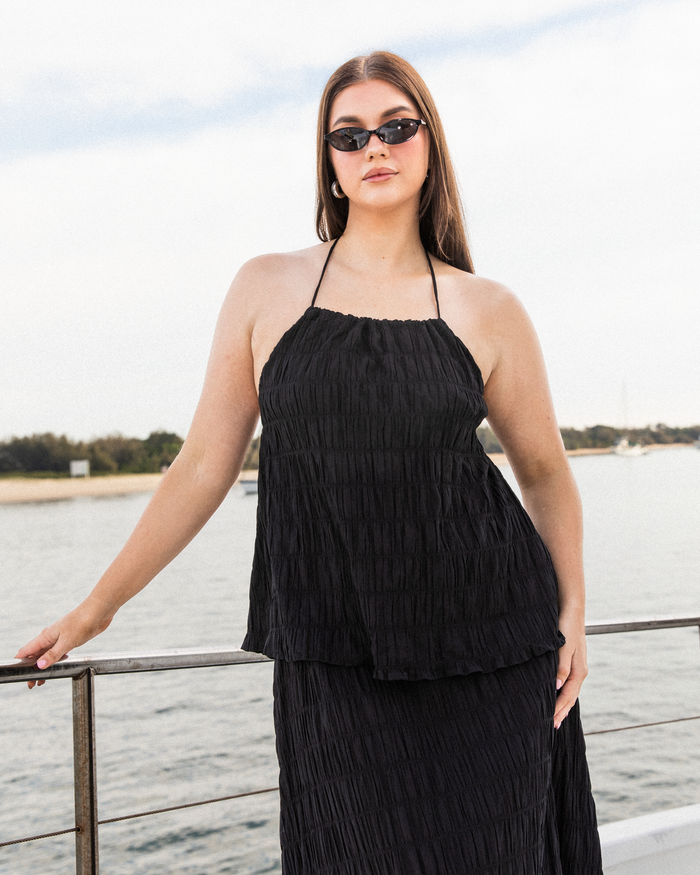 Milla Top | Black Seersucker