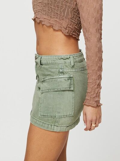 Mini Cargo Denim Skirt with Pockets