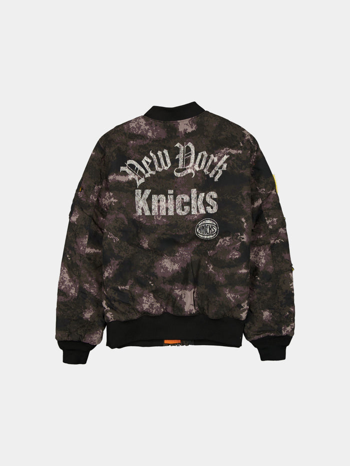 NEW YORK KNICKS X ALPHA X NEW ERA MA-1 BOMBER JACKET (BLACK CAMO) OUTERWEAR Alpha Industries