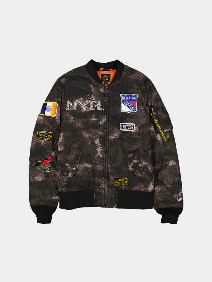 NEW YORK RANGERS X ALPHA X NEW ERA MA-1 BOMBER JACKET (BLACK CAMO) OUTERWEAR Alpha Industries BLACK S