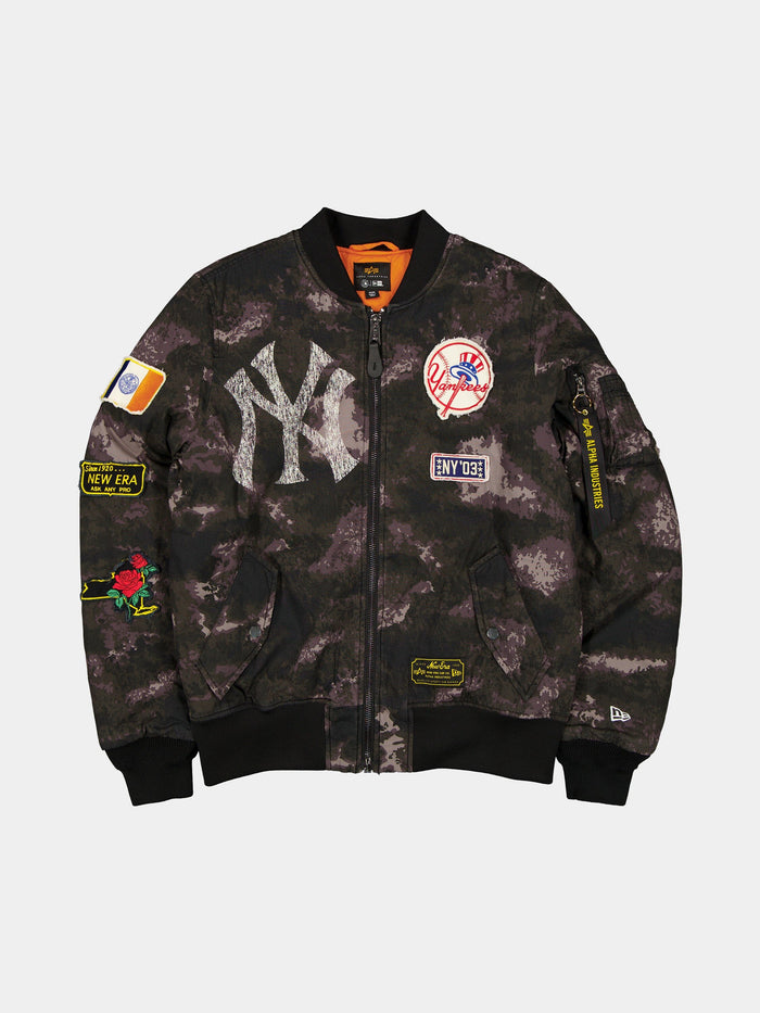 NEW YORK YANKEES X ALPHA X NEW ERA MA-1 BOMBER JACKET (BLACK CAMO) OUTERWEAR Alpha Industries BLACK S