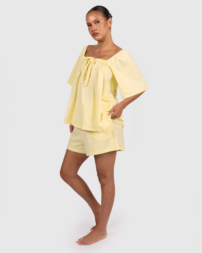 Ocean PJ Shorts in Lemon - Size Inclusive AU 6-26 - The Lullaby Club