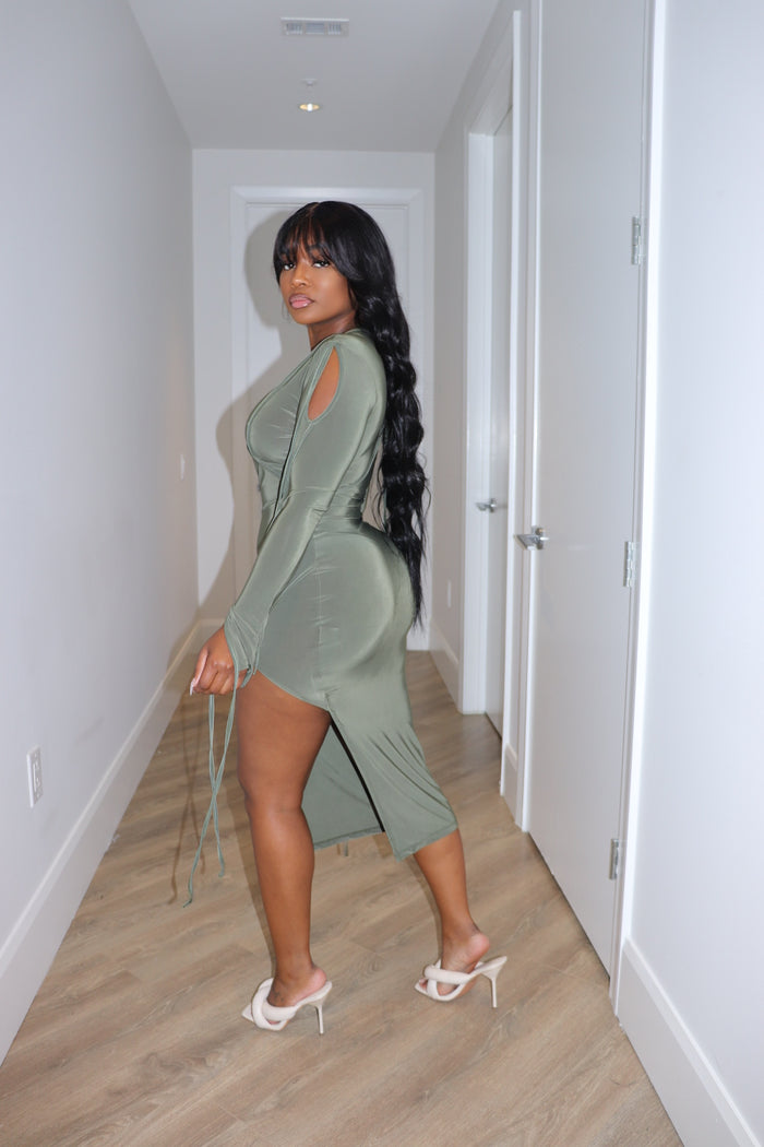 Olive Peekaboo dress