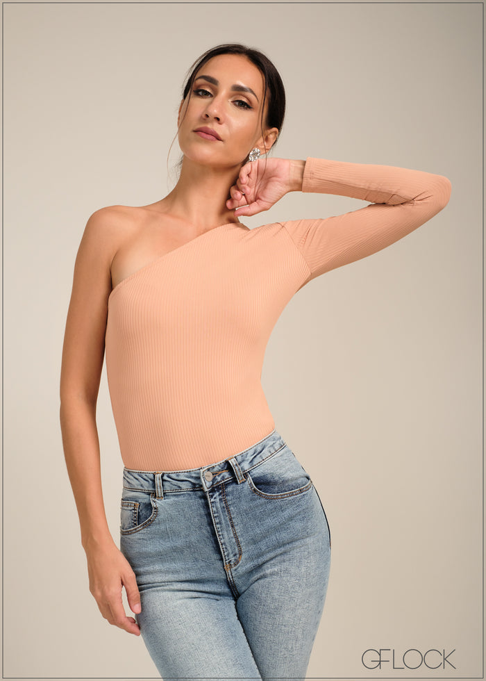 One Shoulder Rib Top - 100723