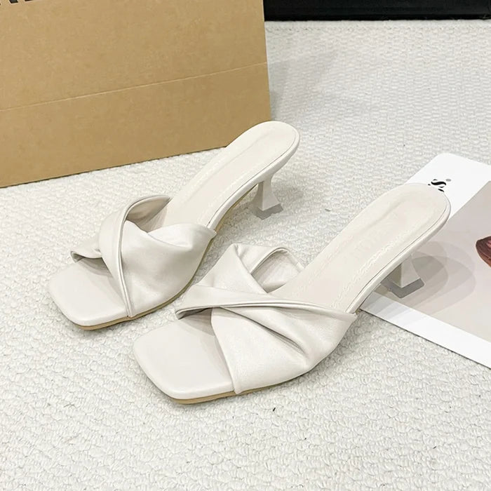 Open Toe Twisted Slide Sandals