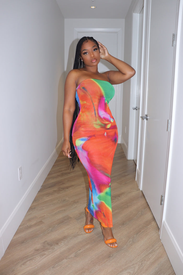 Orange Splash tube dress