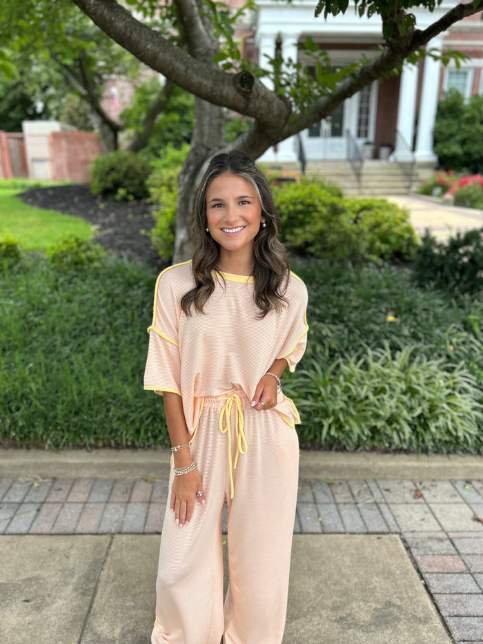 ORANGE STRIPED PANTS SET