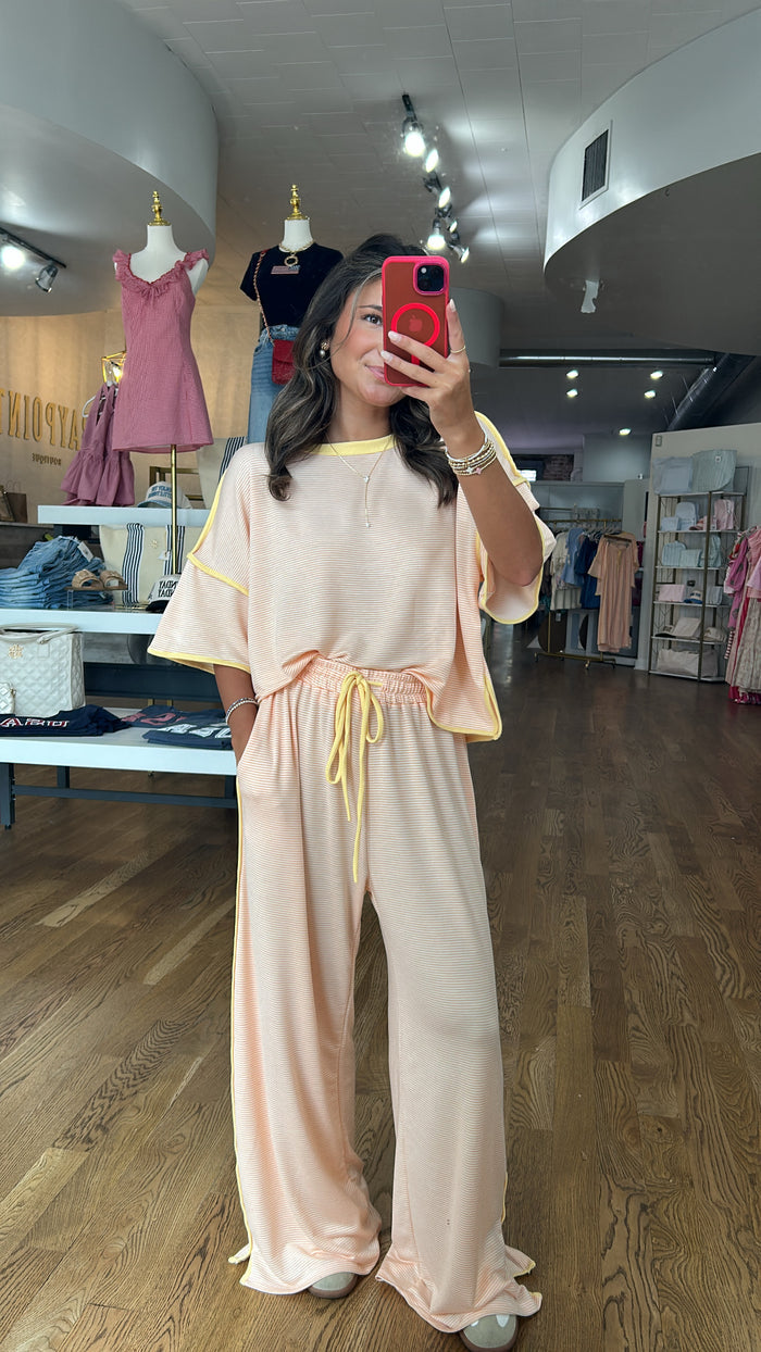 ORANGE STRIPED PANTS SET