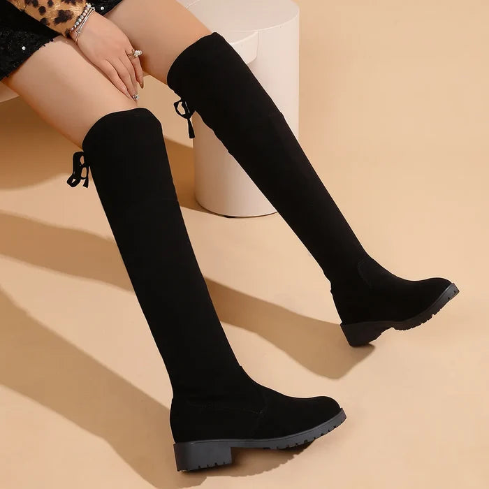 Over-the-Knee Boots with Back Lace-Up Detail