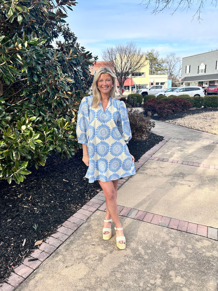 PAISLEY BLUE PRINT DRESS