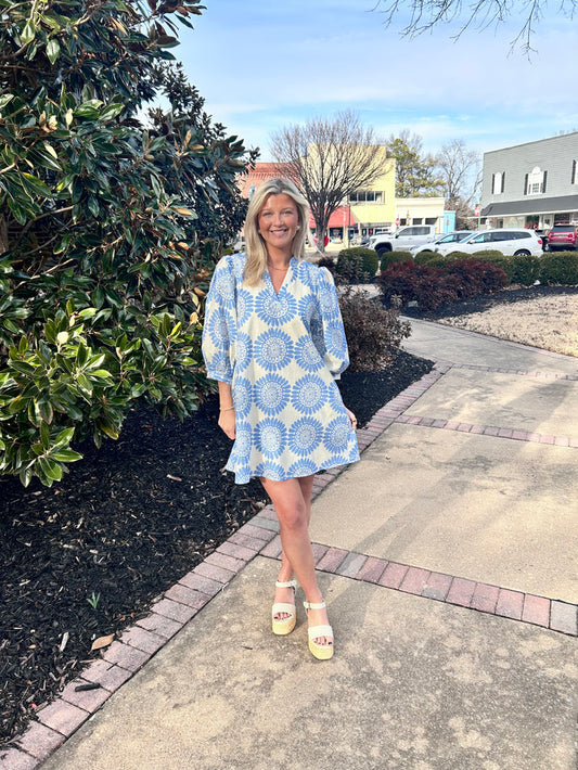 PAISLEY BLUE PRINT DRESS