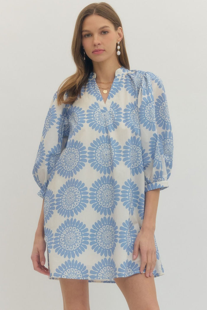 PAISLEY BLUE PRINT DRESS