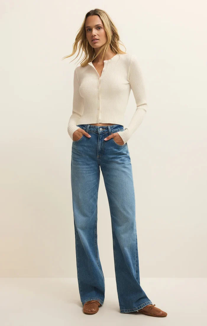 Patrice Rib Cardigan - Greige Goods