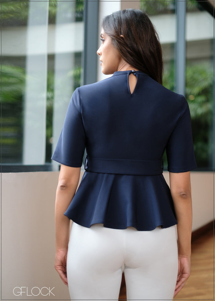 Peplum Belted Top - 091023