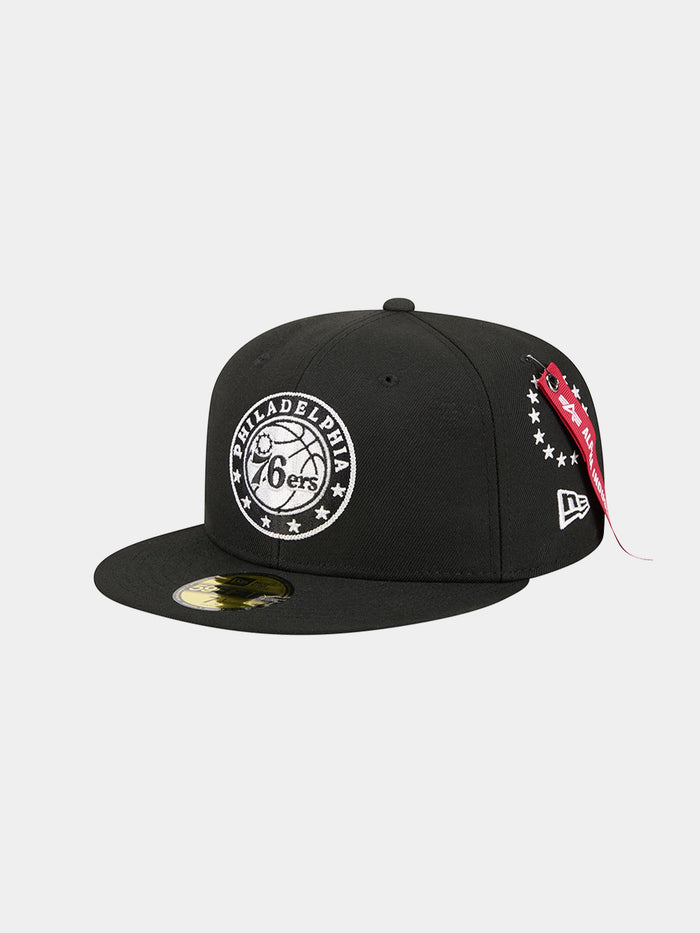 PHILADELPHIA 76ERS X ALPHA X NEW ERA 59FIFTY FITTED CAP ACCESSORY Alpha Industries BLACK 7 1/8