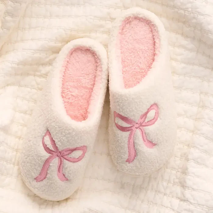 Pink Bow Slippers - Greige Goods