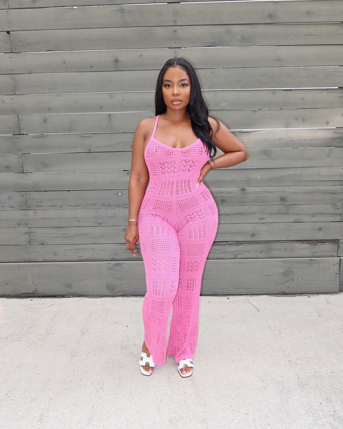 Pink Crochet Jumpsuit