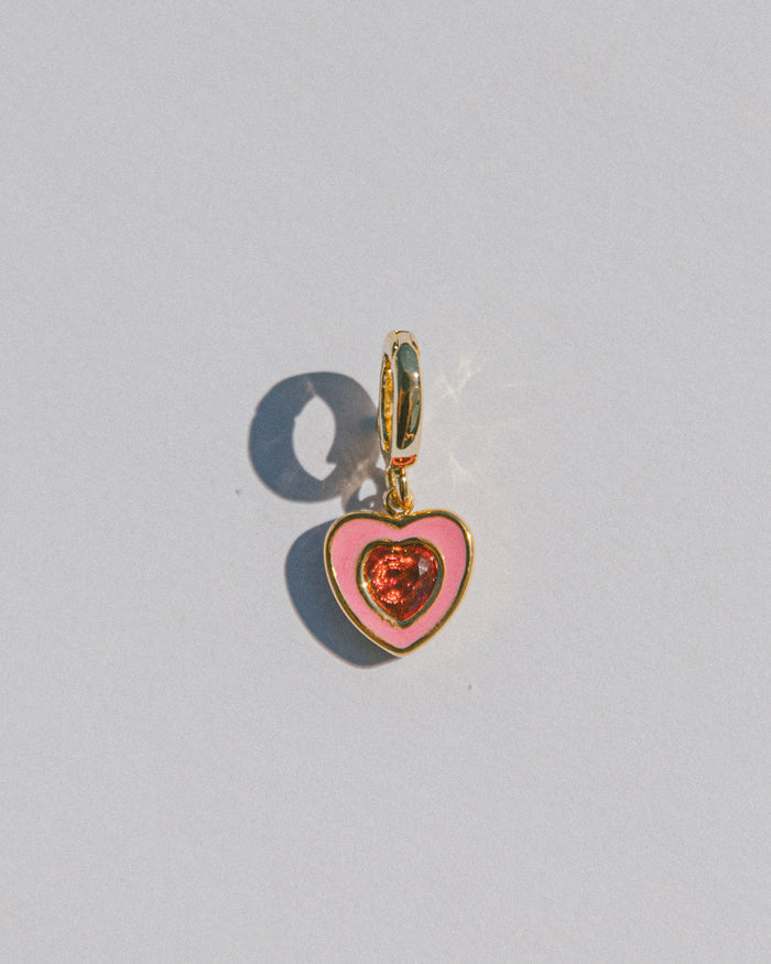 Pink Gem Heart Charm