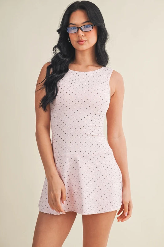 PINK POLKA DOT ROMPER
