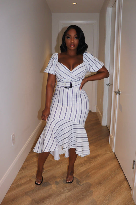 Pinstripe mermaid dress