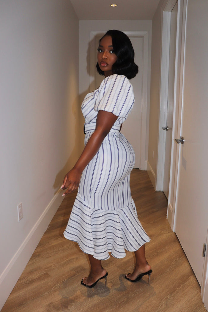 Pinstripe mermaid dress