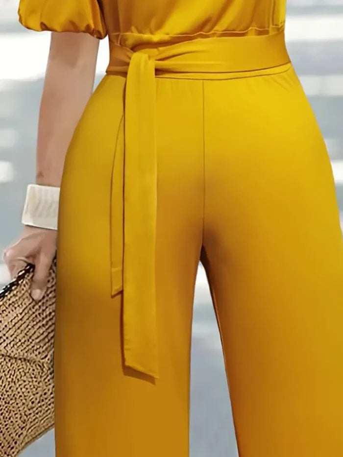 Plus Size Single Shoulder Tie-Waist Jumpsuit