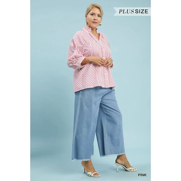Plus Striped Top - Greige Goods