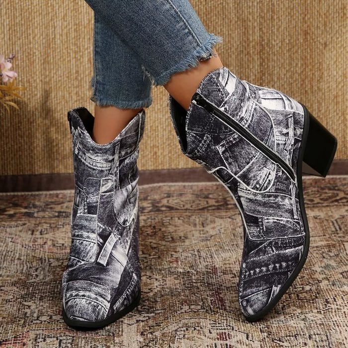 Point Toe Block Heels Boots