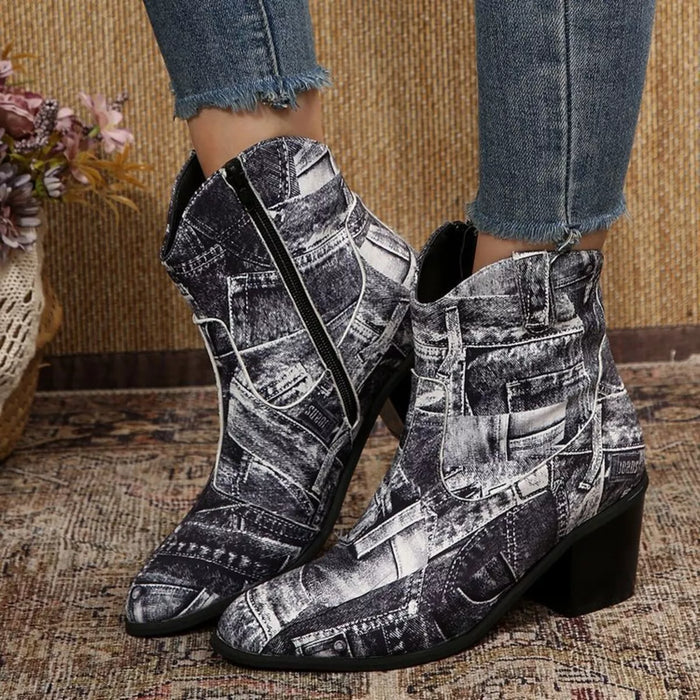 Point Toe Block Heels Boots