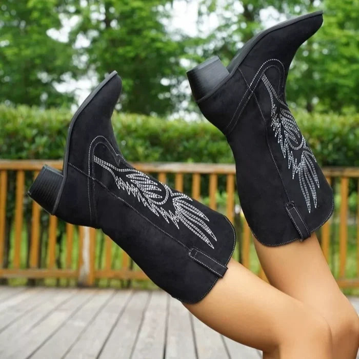 Point Toe Block Heels Boots