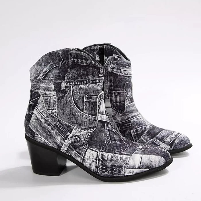 Point Toe Block Heels Boots
