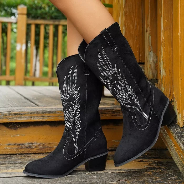 Point Toe Block Heels Boots