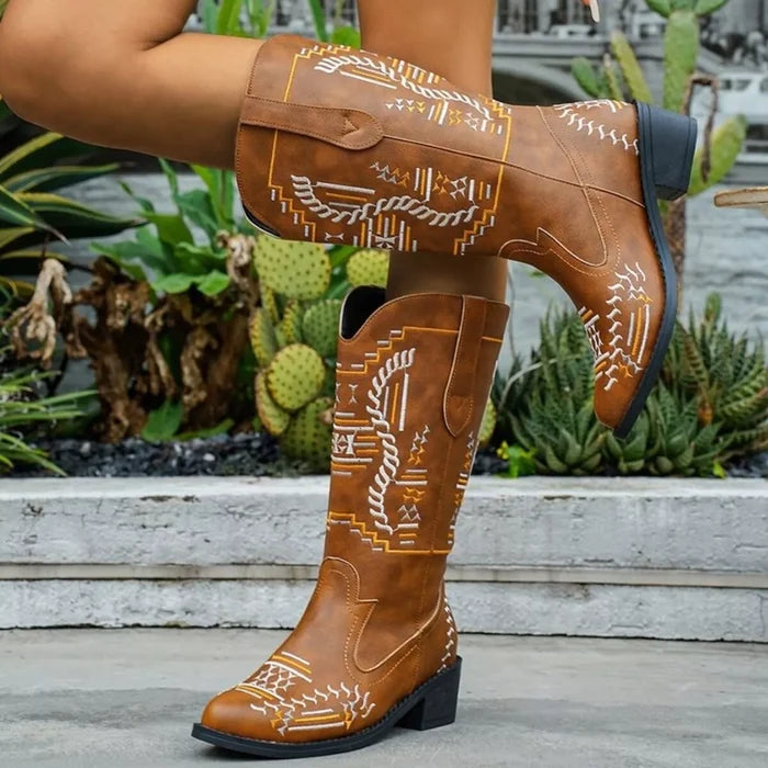 Point Toe Block Heels Boots