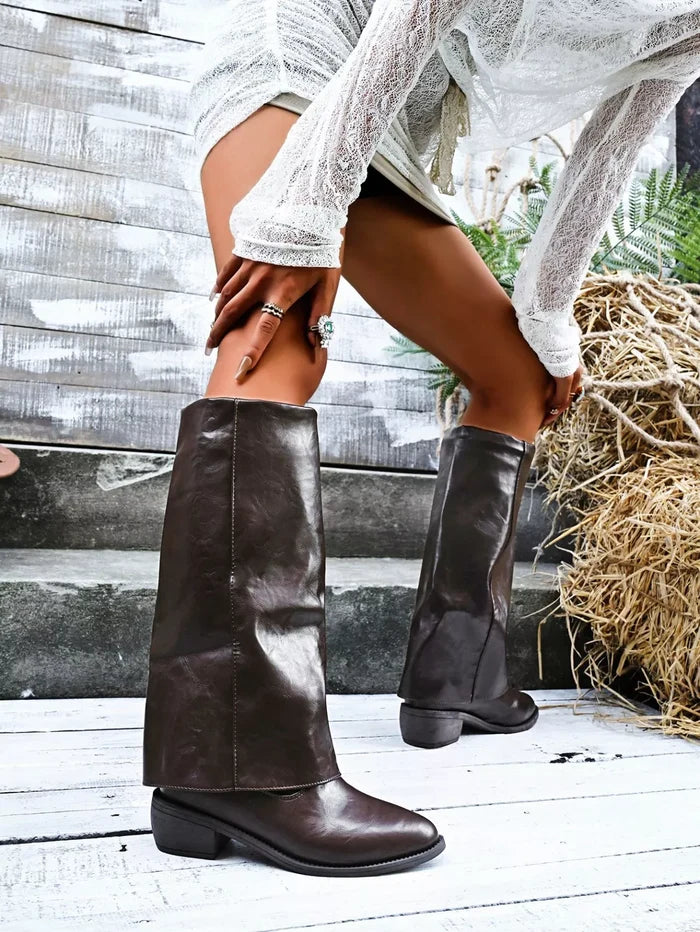 Point Toe Block Heels Boots