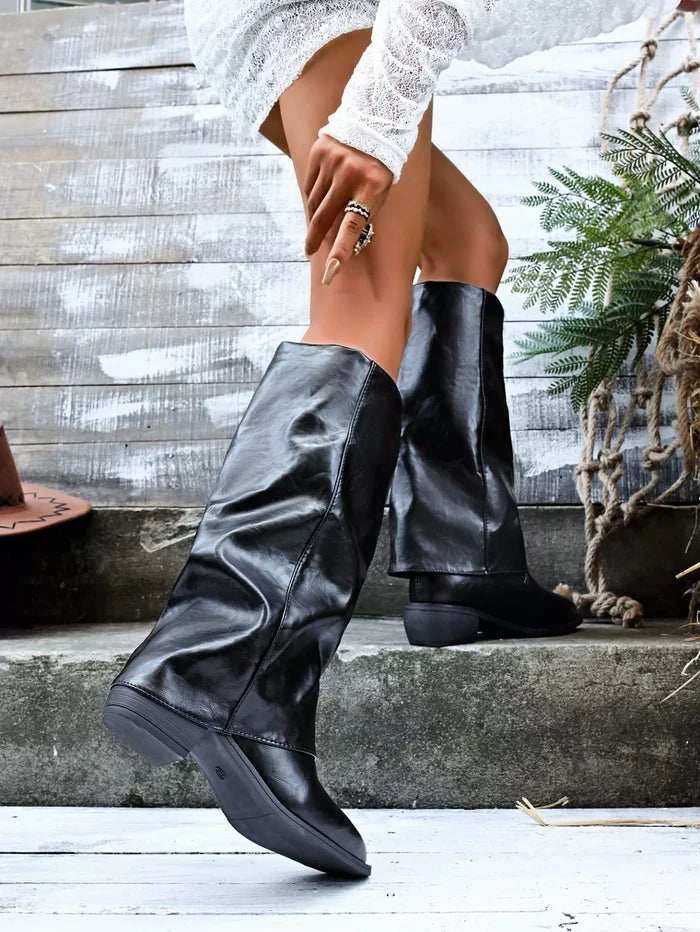 Point Toe Block Heels Boots