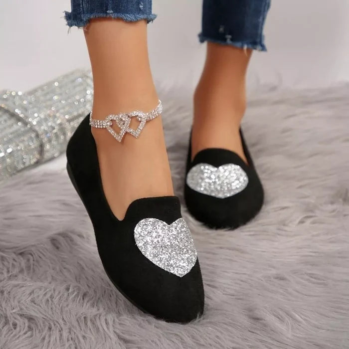 Point Toe Heart Slip-Ons