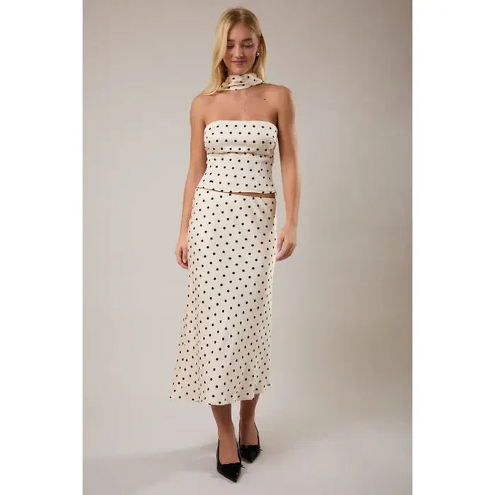 Polka Dot Maxi Skirt - Greige Goods