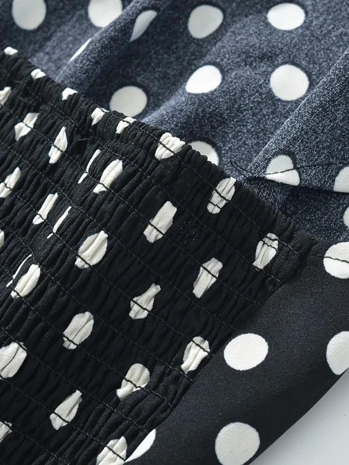 Polka Dot One-Shoulder Top and Mini Skirt Set