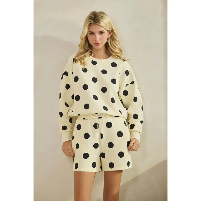 Polka Dot Sweatshorts - Greige Goods