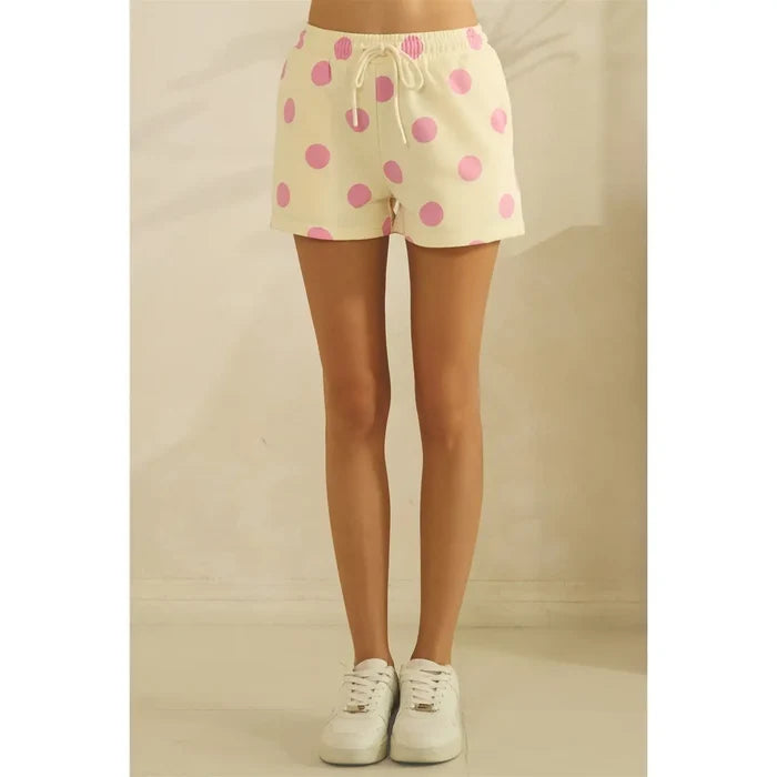 Polka Dot Sweatshorts - Greige Goods