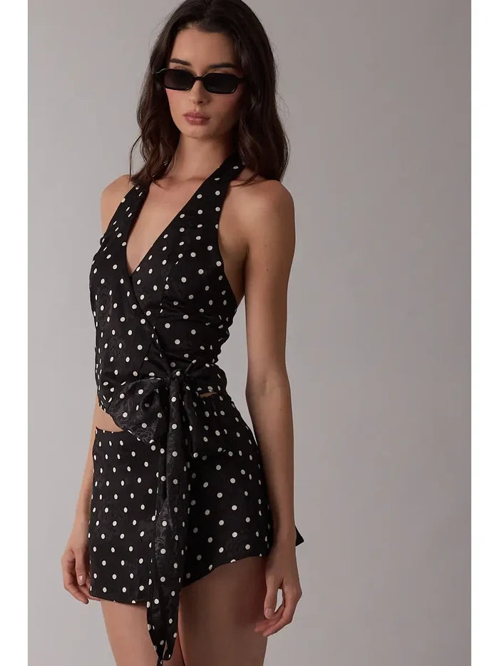 Polka Dot Top & Mini Skort Set - Greige Goods