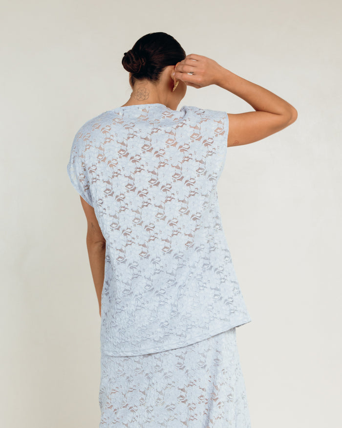Poppy Lace Top in Blue - Lace Top in Size Inclusive Range - The Lullaby Club