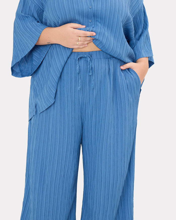 Posey Pants in Dark Blue Crepe - Adjustable Elastic Waistband - The Lullaby Club