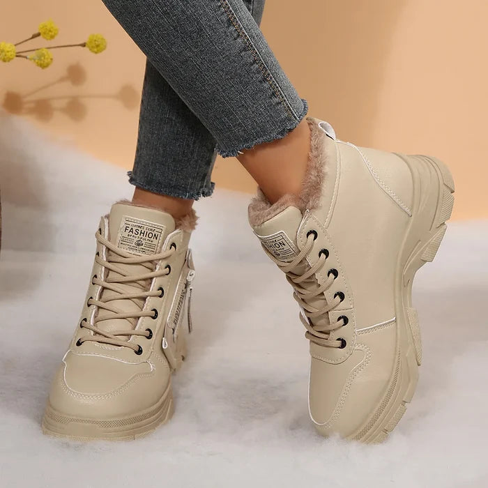 Premium Lace-Up Combat Boots with Fleece Line