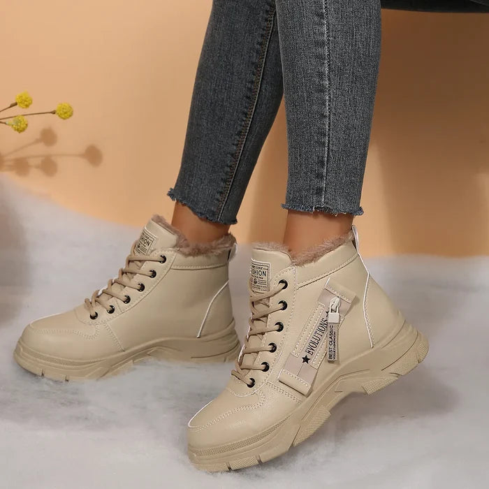 Premium Lace-Up Combat Boots with Fleece Line