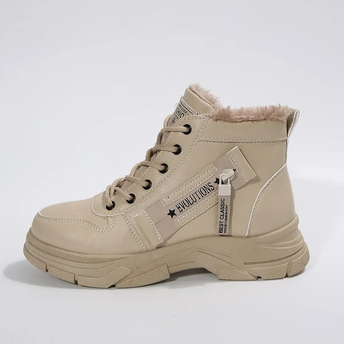 Premium Lace-Up Combat Boots with Fleece Line