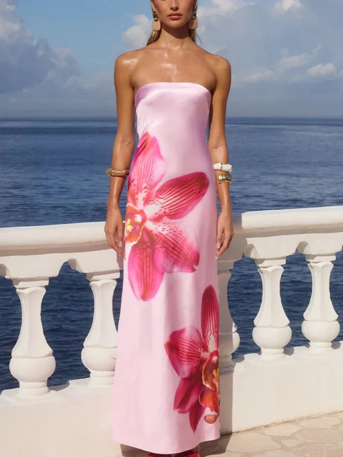 Printed Tube Maxi Dress