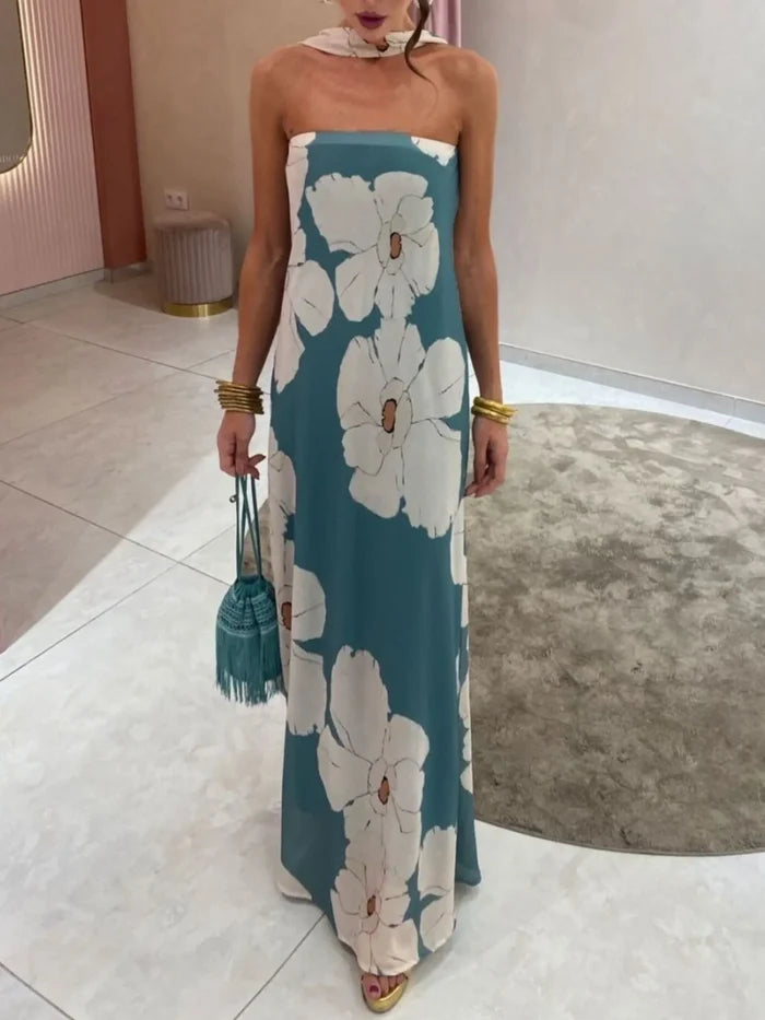 Printed Tube Maxi Dress